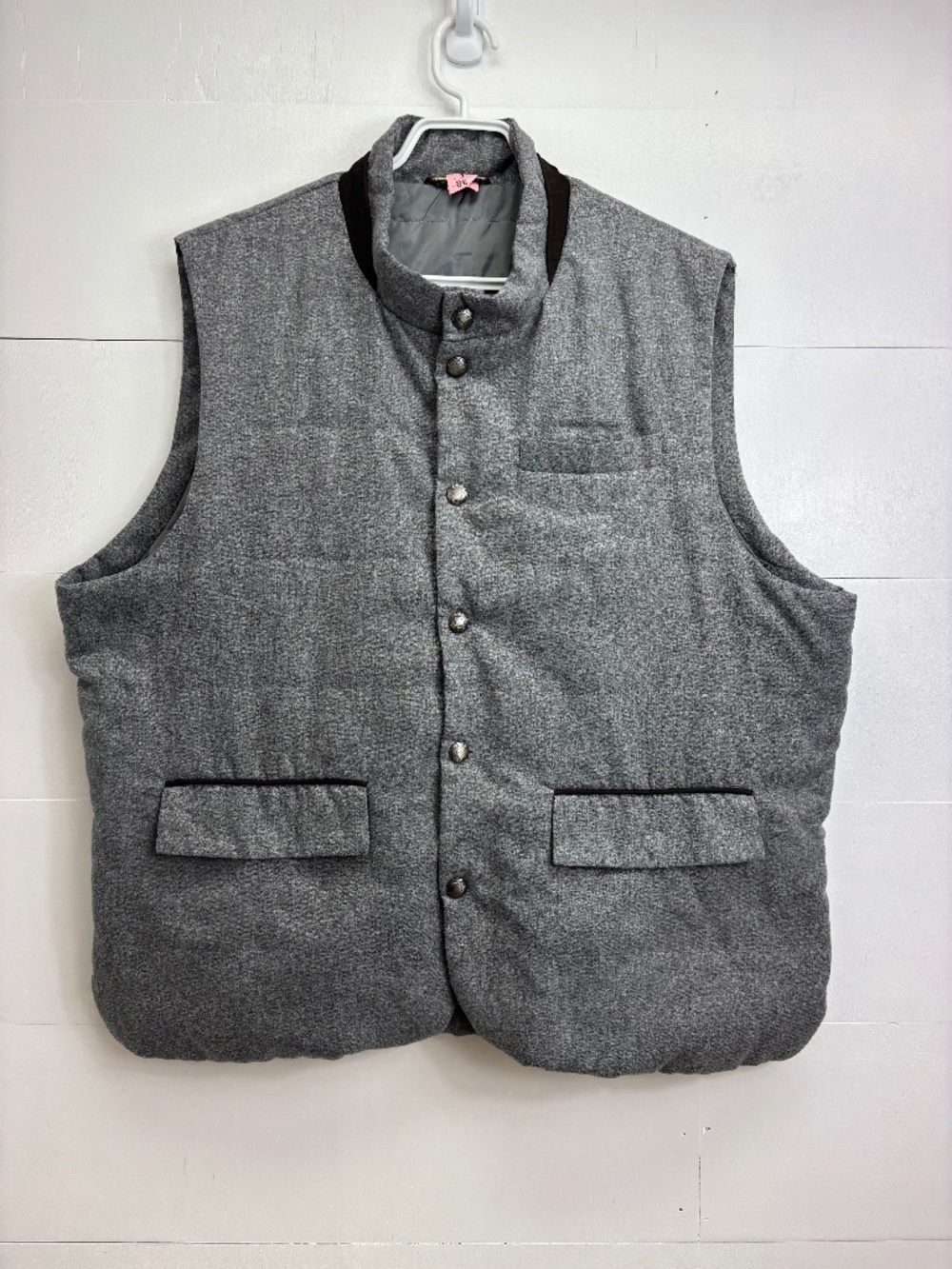 Cortefiel Man Grey Quilted Puffer Vest Jacket Size US44